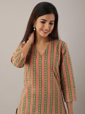striped straight kurta - 17300516 - Standard Image - 4