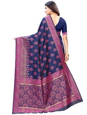 self design banarasi saree with blouse - 17300560 - Standard Image - 2