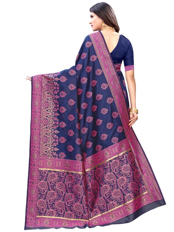 self design banarasi saree with blouse - 17300560 - Zoom Image - 2