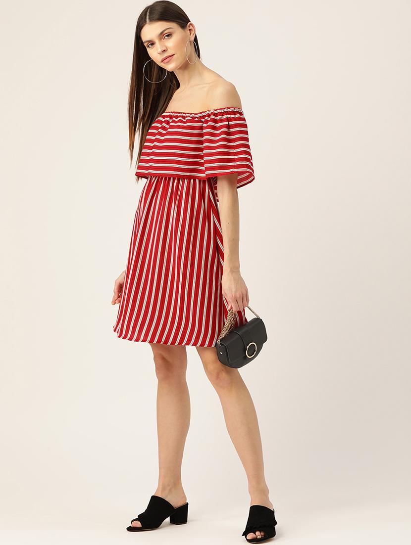 off shoulder striped dress - 17300585 - Zoom Image - 4