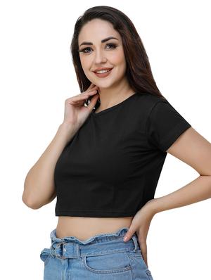 women's plain round neck t-shirt - 17300615 -  Standard Image - 1