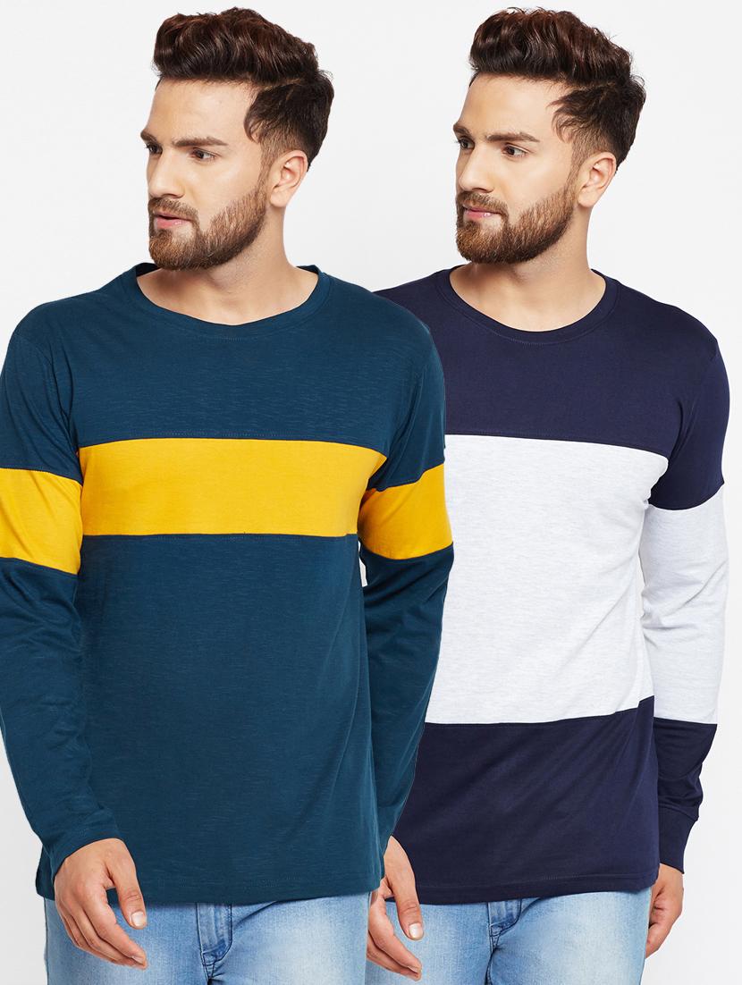 multi color block cut & sew t-shirts combo - 17300647 - Zoom Image - 1