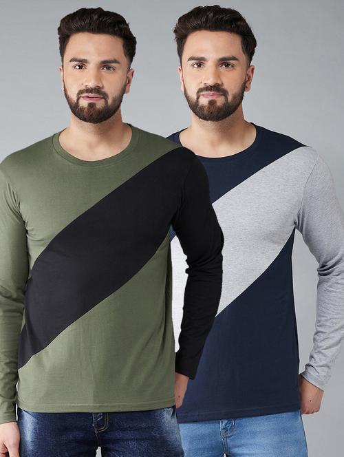 multi color block cut & sew t-shirts combo - 17300650 - Standard Image - 1