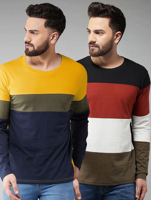 multi color block cut & sew t-shirts combo - 17300663 - Standard Image - 1