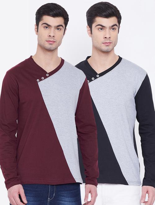 multi color block cut & sew t-shirts combo - 17300668 - Standard Image - 1