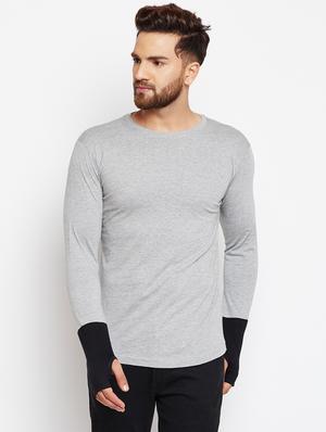 grey solid thumbhole t-shirts combo - 17300670 - Standard Image - 4