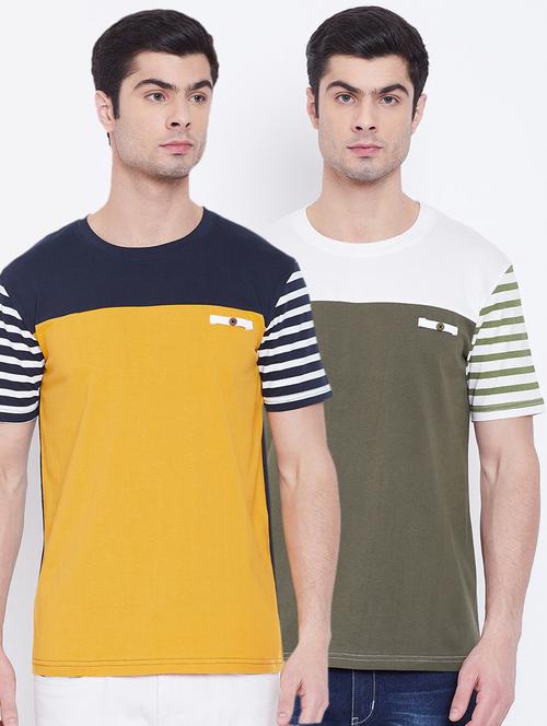 multicolored striped cut & sew t-shirts combo - 17300678 - Standard Image - 1