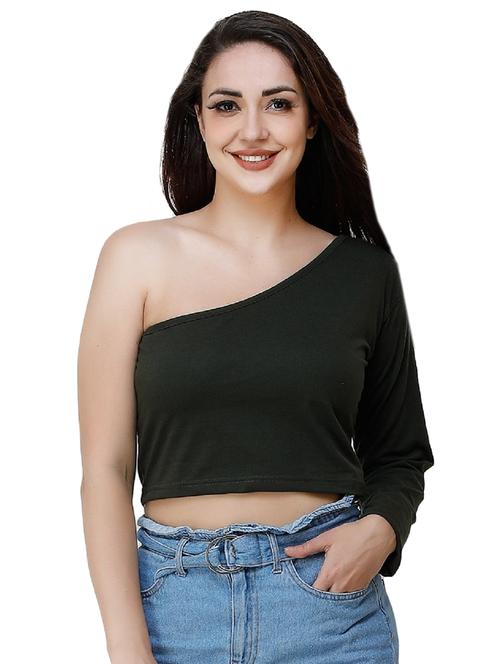 single shoulder crop top - 17324068 - Standard Image - 1