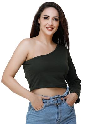 single shoulder crop top - 17324068 - Standard Image - 2