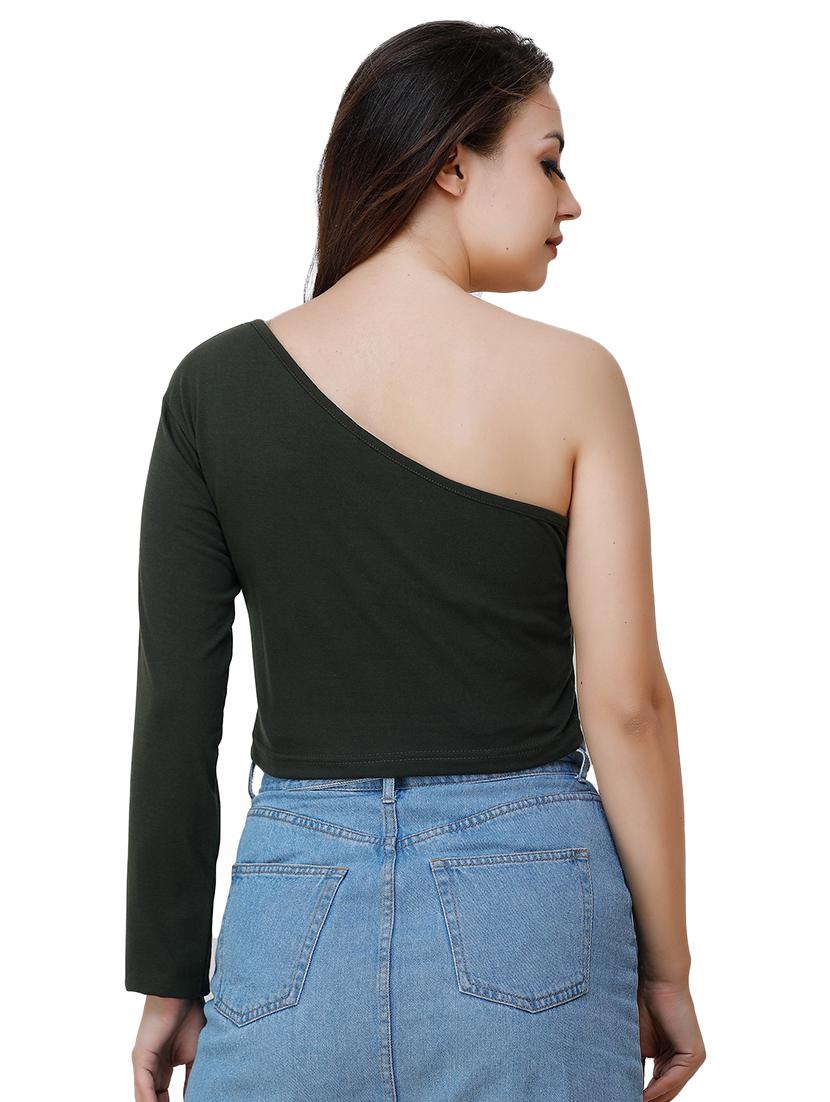 single shoulder crop top - 17324068 - Zoom Image - 3