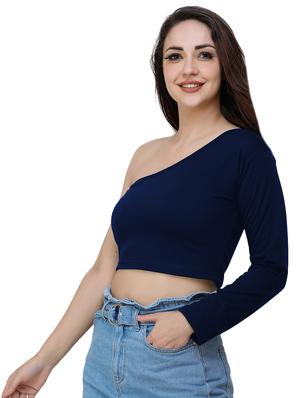 women's crop single shoulder top - 17324069 -  Standard Image - 1