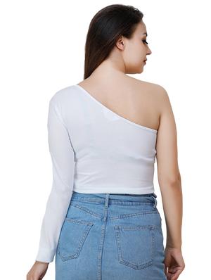 single shoulder crop top - 17324071 - Standard Image - 3