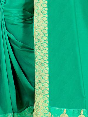 solid bordered saree with blouse - 17324105 - Standard Image - 3