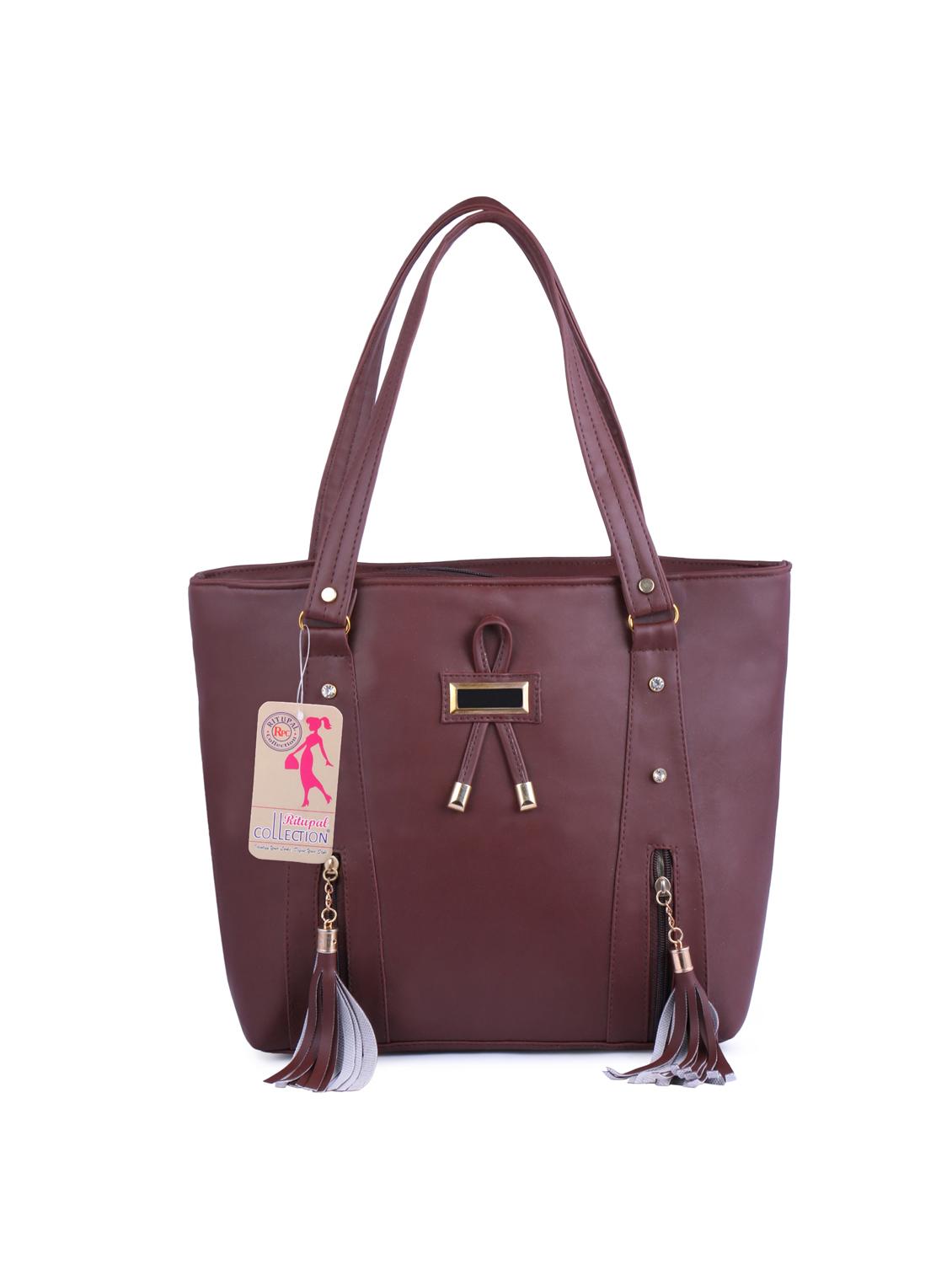 brown leatherette (pu) tote - 17324142 - Zoom Image - 1