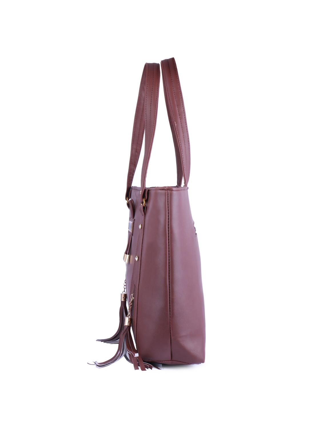 brown leatherette (pu) tote - 17324142 - Zoom Image - 4