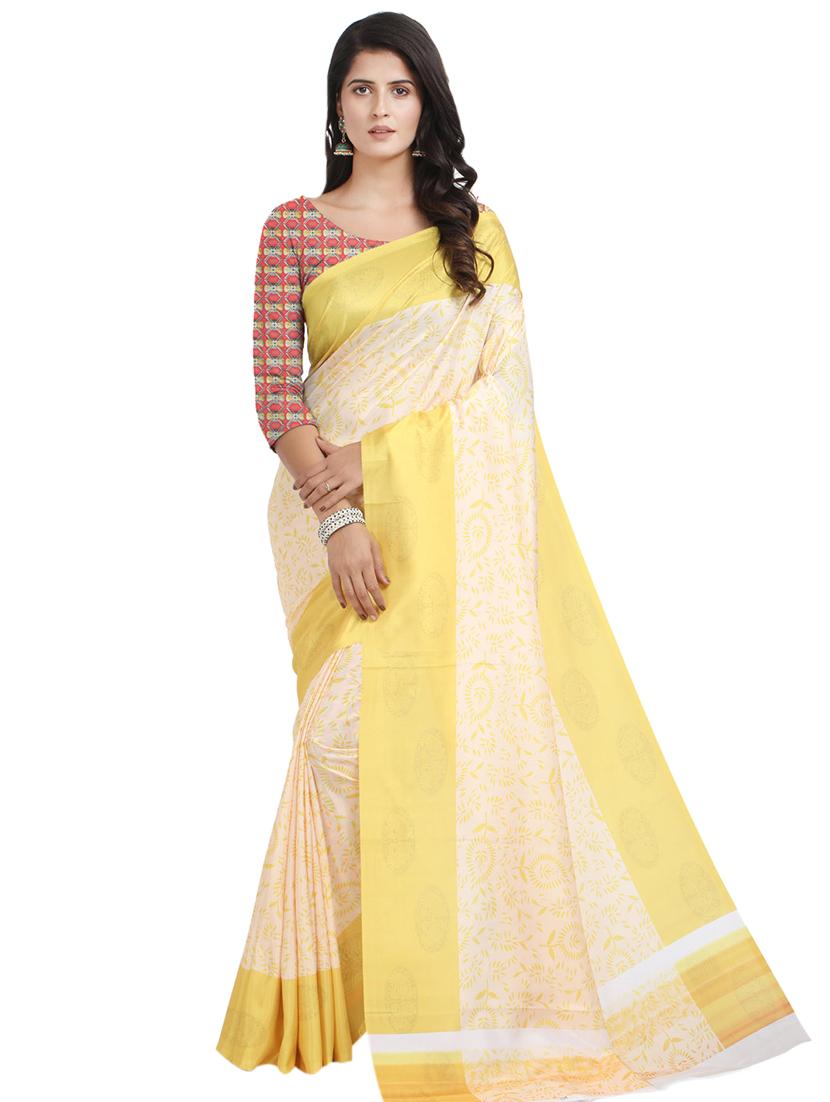 solid plain saree with blouse - 17324207 - Zoom Image - 1