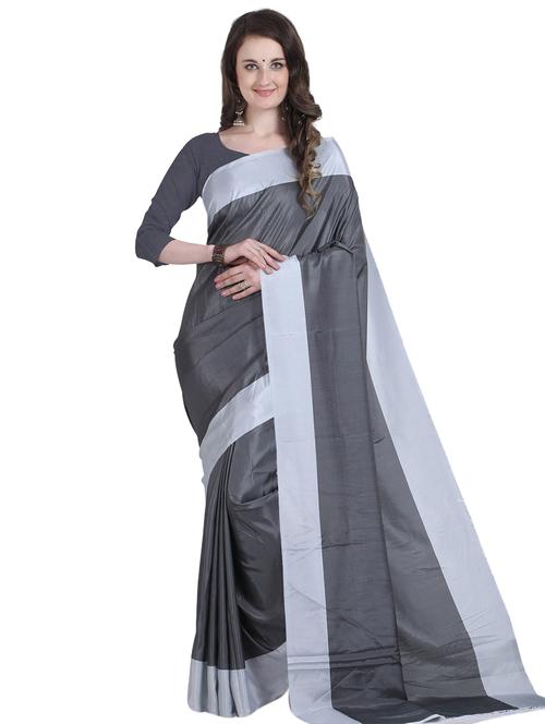 solid plain saree with blouse - 17324211 - Very Small Image - 1