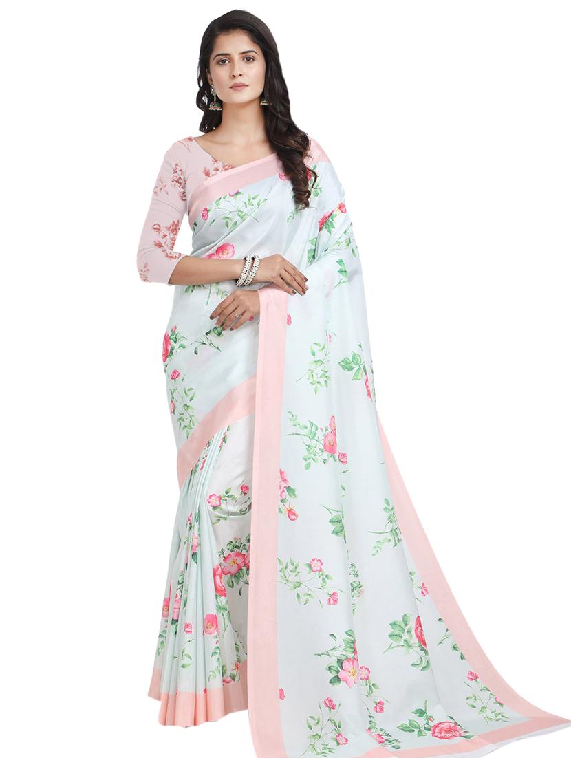 floral printed saree with blouse - 17324214 - Zoom Image - 1