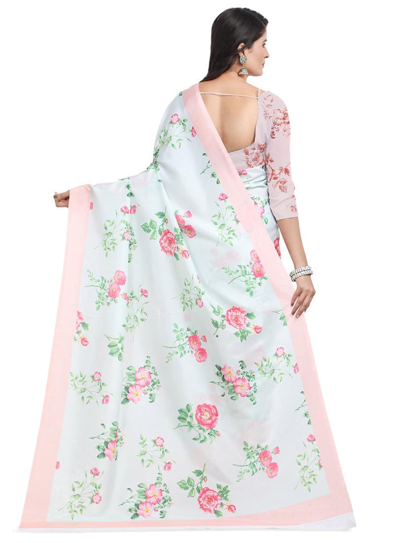 floral printed saree with blouse - 17324214 - Zoom Image - 2