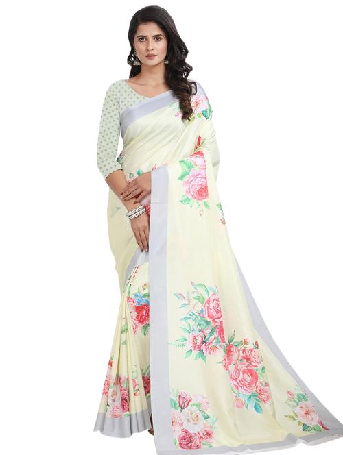 floral printed saree with blouse - 17324215 - Very Small Image - 1