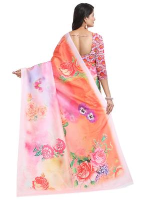 floral printed saree with blouse - 17324217 - Standard Image - 2