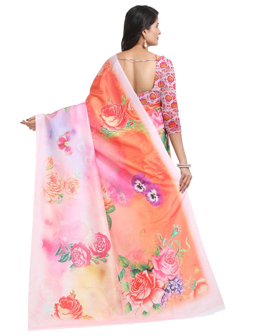 floral printed saree with blouse - 17324217 - Zoom Image - 2