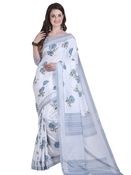 floral printed saree with blouse - 17324218 - Very Small Image - 1