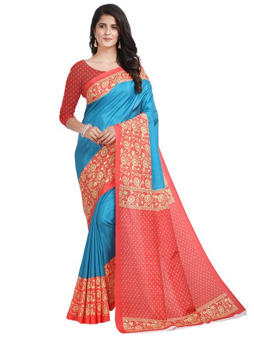 floral printed saree with blouse - 17324225 - Very Small Image - 1
