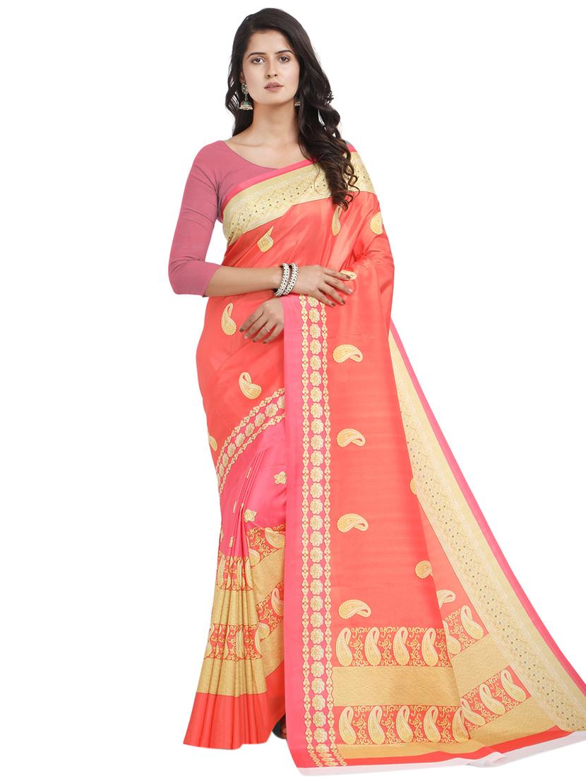 self design printed saree with blouse - 17324228 - Zoom Image - 1