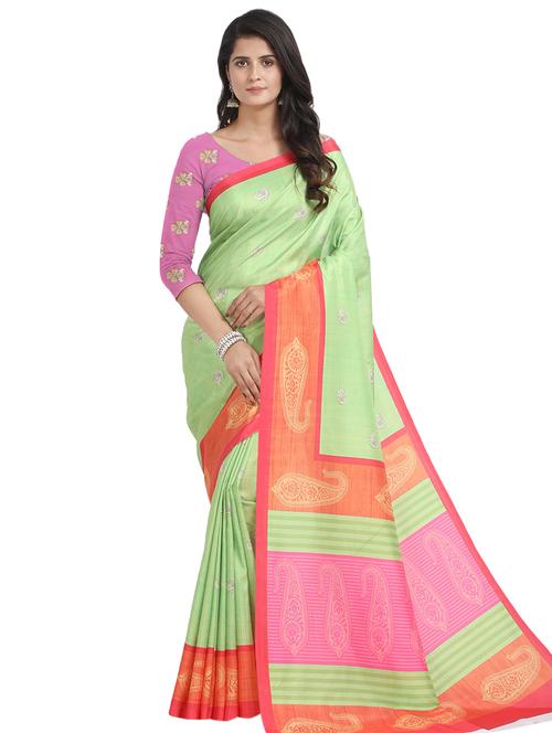 self design printed saree with blouse - 17324229 - Standard Image - 1
