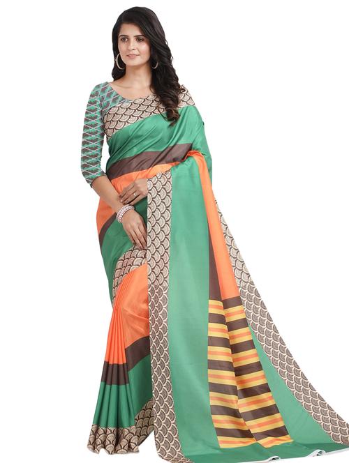 self design printed saree with blouse - 17324235 - Standard Image - 1