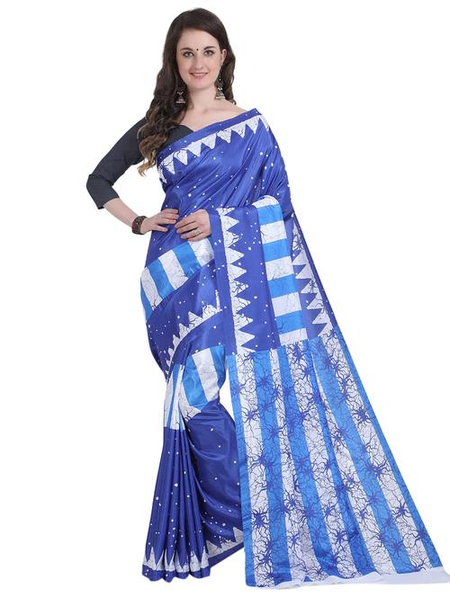 self design printed saree with blouse - 17324236 - Standard Image - 1