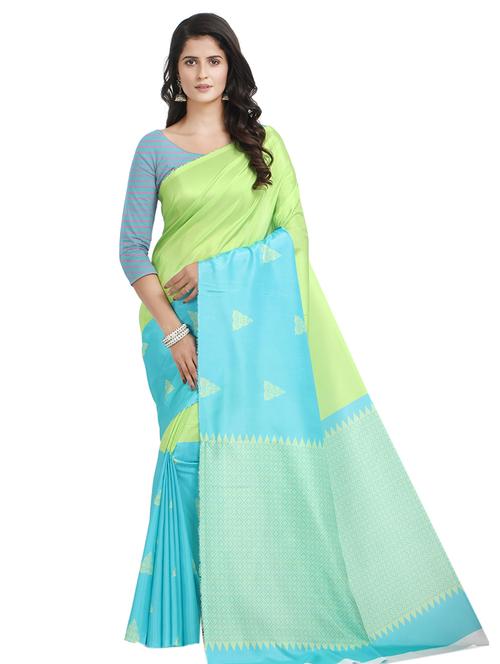 solid plain saree with blouse - 17324237 - Very Small Image - 1