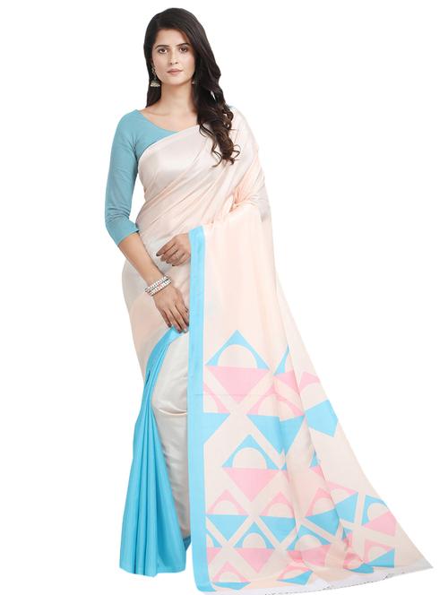 solid plain saree with blouse - 17324238 - Very Small Image - 1