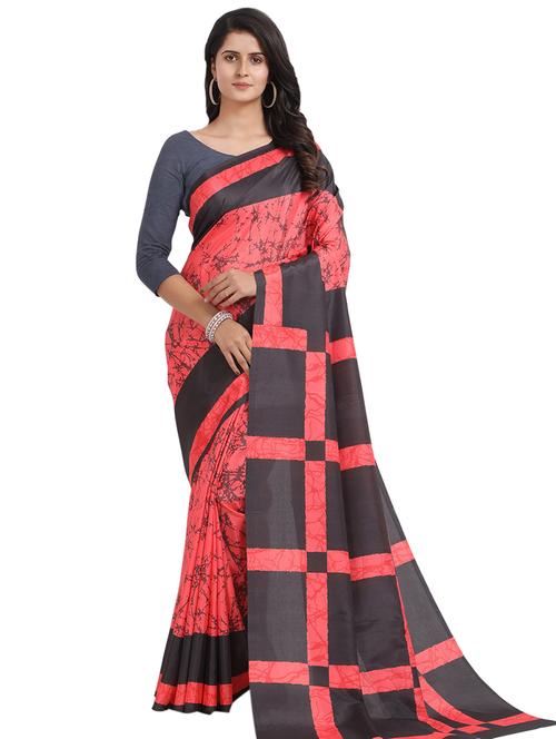 checks printed saree with blouse - 17324239 - Very Small Image - 1