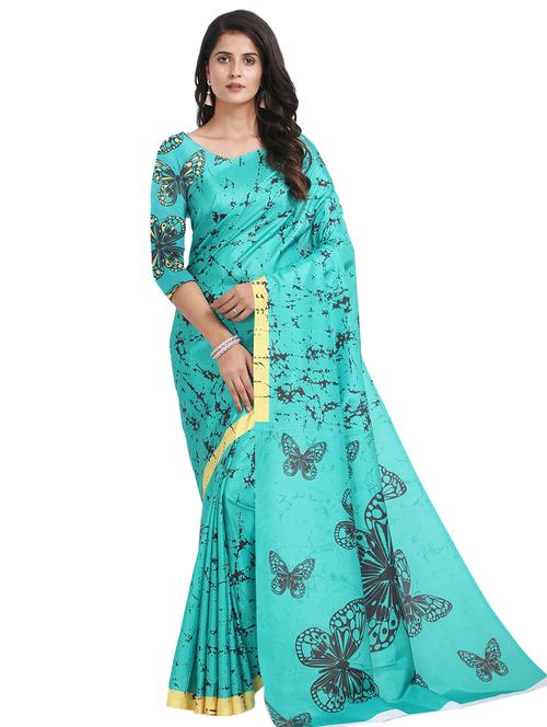 self design printed saree with blouse - 17324241 - Very Small Image - 1