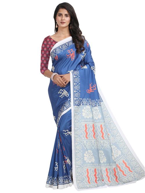 self design printed saree with blouse - 17324244 - Standard Image - 1