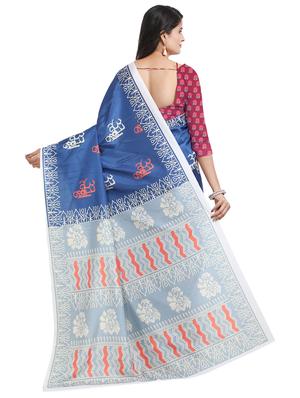 self design printed saree with blouse - 17324244 - Standard Image - 2