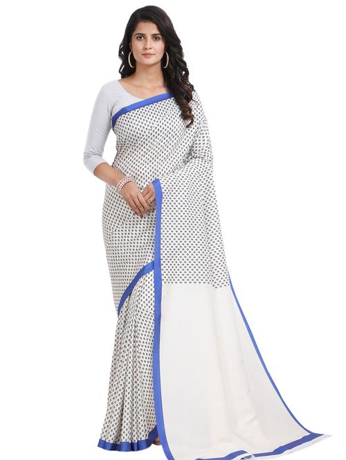 self design printed saree with blouse - 17324249 - Very Small Image - 1