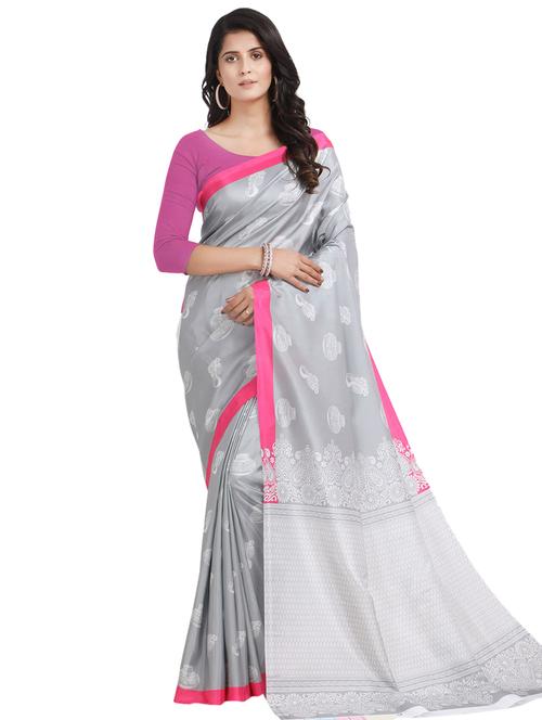self design printed saree with blouse - 17324251 - Standard Image - 1