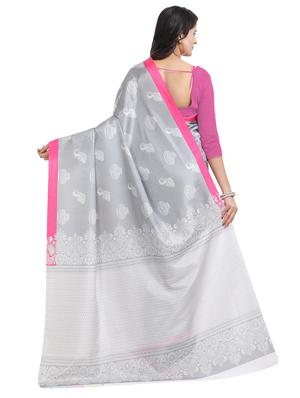 self design printed saree with blouse - 17324251 - Standard Image - 2