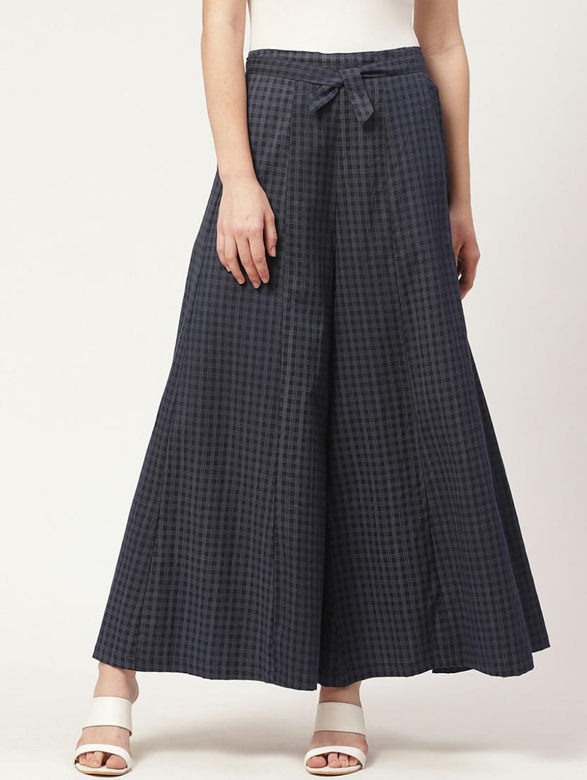 tie front flared palazzo - 17324314 - Zoom Image - 1