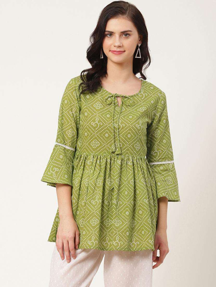 bandhani print flared kurti - 17324315 - Zoom Image - 1