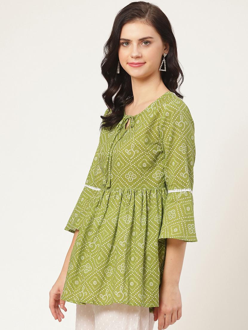 bandhani print flared kurti - 17324315 - Zoom Image - 2