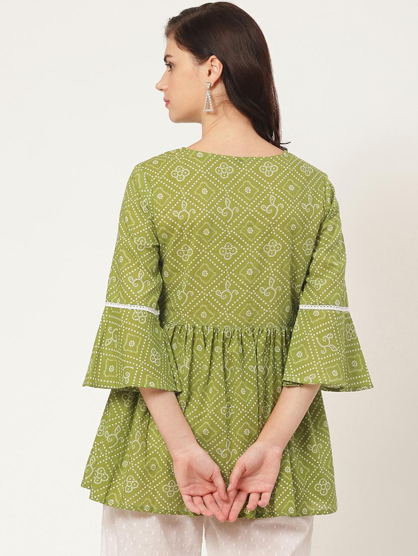 bandhani print flared kurti - 17324315 - Zoom Image - 3