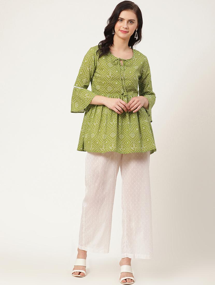 bandhani print flared kurti - 17324315 - Zoom Image - 4