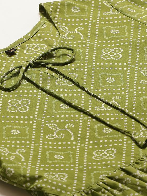 bandhani print flared kurti - 17324315 - Zoom Image - 5