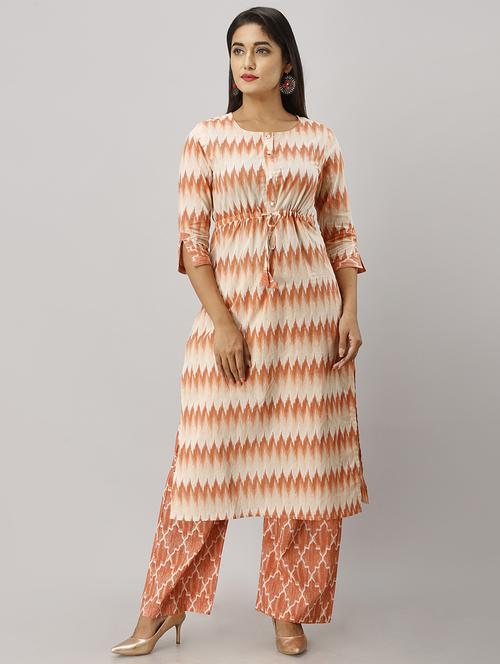ikat print kurta palazzo set - 17324413 - Standard Image - 1