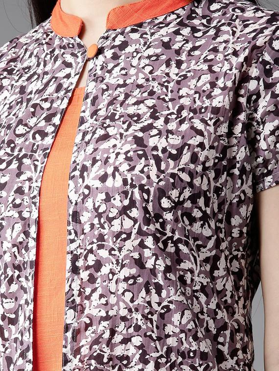 floral print layered kurta - 17324455 - Zoom Image - 3