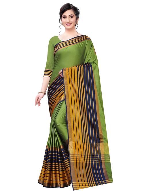 solid bordered saree with blouse - 17324587 - Standard Image - 1
